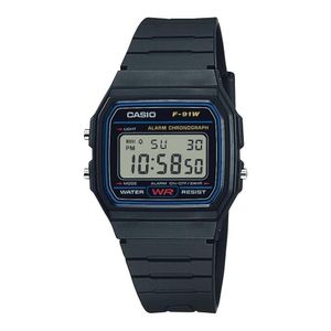 Casio F91W digital resistente al agua, luz LED y alarma