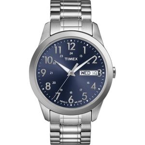 Reloj Timex hombre, acero inoxidable, calendario, resistente al agua