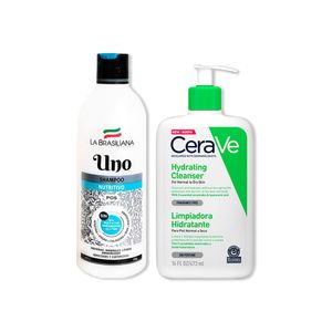 Shampo Uno + Cerave Crema Limpiadora Hidratante Hydrating Cleanser 473ml