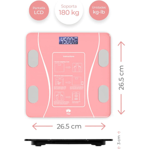 Balanza Digital Smart Bluetooth 180 kg Color Rosado
