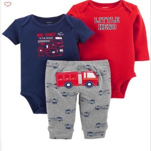 Carter´s -conjunto De 3 Piezas Para Niño - Rojo - 6 Meses