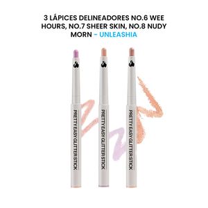 Pretty Easy Glitter Stick N6 Wee Hours + N7 Sheer Skin + N8 Nudy Morn Unleashia