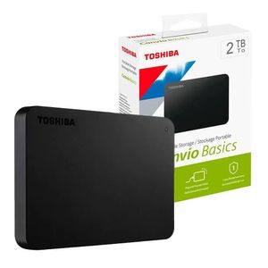 Disco Toshiba Duro Externo 2TB USB 3.0 Canvio Basics Negro Portable Resistente y Caidas