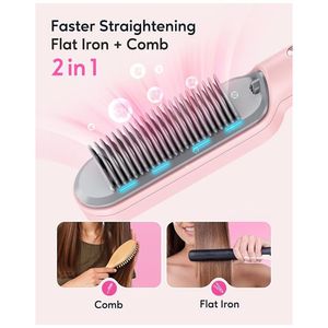 Cepillo alisador de cabello Wavytalk iónico con 6 niveles y cerámica segura - Rosado