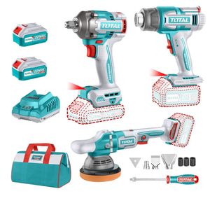 Combo Llave de Impacto + Pistola de Calor + Pulidora Industrial Total TOSLI240863