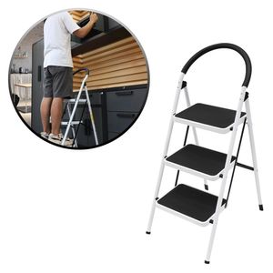 Escalera Plegable Tijeta Hierro Resistente y Antideslizante 3 Pasos