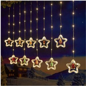 Cortina de Luces Navideñas, Cascadas Led Estrellas Cálidas de Navidad