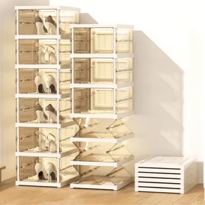 Zapatero Plegable Transparente de 6 Niveles