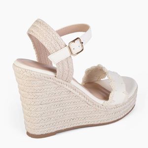 Sandalia Cuña Casual Mujer 8029 OFF WHITE