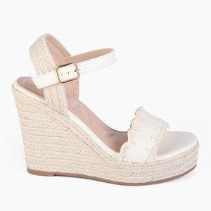 Sandalia Cuña Casual Mujer 8029 OFF WHITE