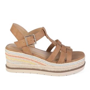 Sandalia Cuña Casual Mujer 8032 CAMEL