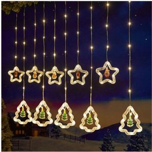 Cortina de Luces Navideñas, Cascadas de Figuras Led Cálidas para Navidad