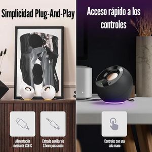 Parlante 2.0 Creative Pebble SE RGB USB-C y 3.5mm - Negro