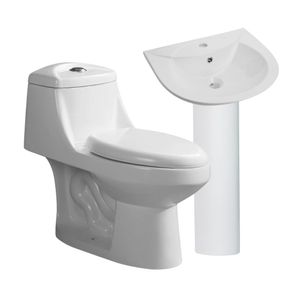 COMBO Inodoro One Piece Índigo Blanco Orange + Lavatorio Índigo Blanco Orange + Pedestal Standard Blanco Orange