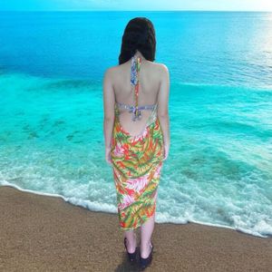 Pareo Media Luna Vestido Print Art Naranja
