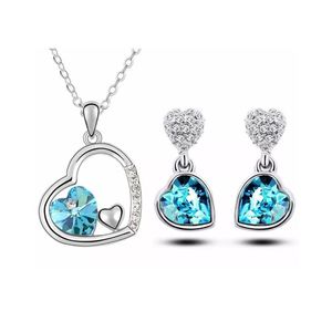 Pack de Joyas  Collar + Aretes  Regalo San Valentín Genieka Corazón Turquesa