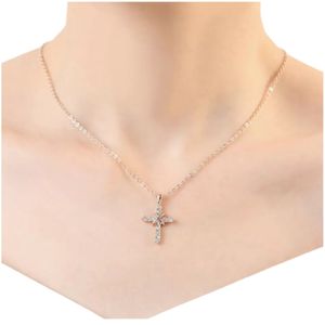 Collar Dorado con Cristales Novia Regalo San Valentín Genieka Corazón Cruz