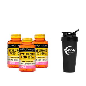 Combo Vitaminas Mason Natural - 3 Hyaluronic Acid 100 Mg (30 Cap) + Shaker