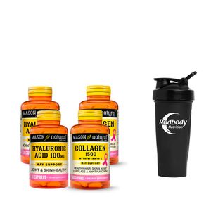 Combo Vitaminas Mason - 2 Hyaluronic Acid 100 Mg + 2 Collagen 1500 Plus Biotin & Vitamin. C + Shaker