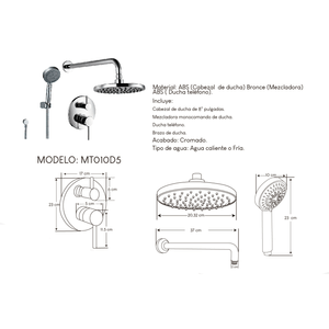 Mezcladora Monocomando para ducha española y teléfono