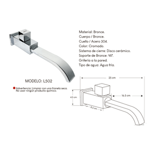 Llave para Pared/ Jardín de agua fría de Acero Inoxidable 304