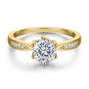 Anillo de Compromiso de Plata Bañado en Oro 18k Modelo 363 Talla 5