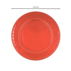 Set de 4 Platos Cerámicos Rojos con Borde Relieve 27 cm