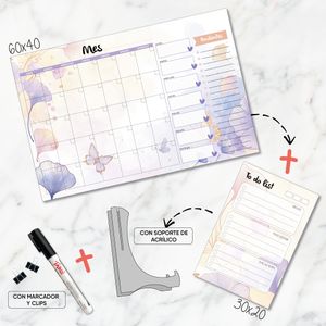 DÚO DE PLANNERS DE ACRÍLICO:  60X40CM Y 30X20 CM DISEÑO 3