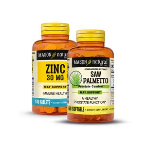 Zinc 30 MG 100 Tabs + Saw Palmetto Extracto Estandarizado 160 MG 60 Cáps Mason Natural Pack