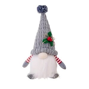 Muñeco Gnomo Gorro Navideño con Luz LED Gris