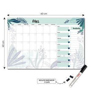 PLANNER DE ACRÍLICO TABLÚ 60X40 MES SEMANA Y PENDIENTES DISEÑO 11