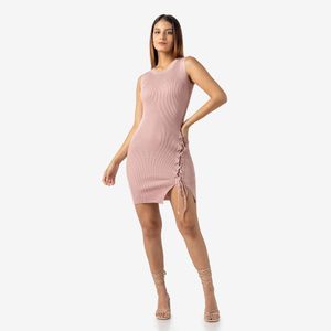 Vestido Corto Casual de Hilo Color Palo Rosa