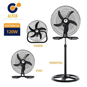 Ventilador 3 en 1 de 18 Pulgadas y 120 Watts con Motor Silencioso Negro