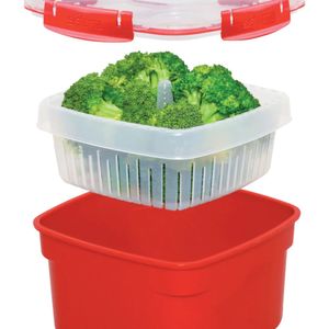 Hermetico Sistema 3.2L Rojo Steamer Microondas