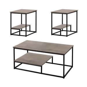 Combo Batons: 1 Mesa Centro + 2 Mesas Auxiliares Espresso Coricha Home