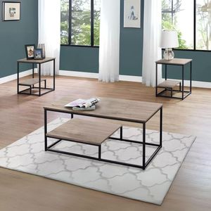 Combo Batons: 1 Mesa Centro + 2 Mesas Auxiliares Espresso Coricha Home