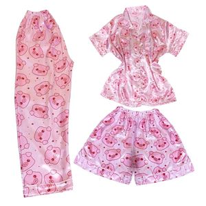 Pijama Conjunto Camisa, Short y Pantalón con Diseños Kawai