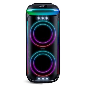 Parlante torre Bluetooth Decibel PartyLights 100W de potencia, altavoces de 2*6.5"+1.5", protección ipx4, luces led, radio fm,usb, control remoto