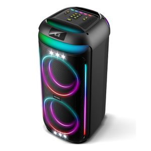 Parlante torre Bluetooth Decibel PartyLights 100W de potencia, altavoces de 2*6.5"+1.5", protección ipx4, luces led, radio fm,usb, control remoto