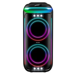 Parlante torre Bluetooth Decibel PartyLights 160W de potencia, altavoces 2*8"+1*2,5", protección ipx4, luces led, radio fm, usb, control remoto