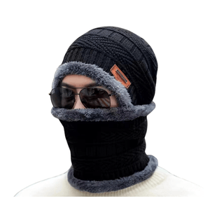 Beanie Con Cuellera Gorro Negro Con Bufanda