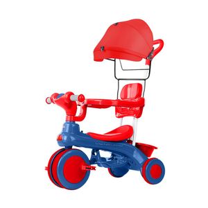 Triciclo para Niños con Toldo y Arco de Seguridad Rojo