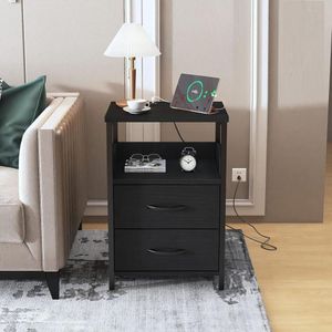 Velador Industrial Rubeus Negro con Estación de Carga Coricha Home