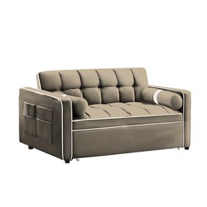 Sofá Cama Valandovo con bolsillos laterales y almohadas 1.5 Plz - Beige Claro