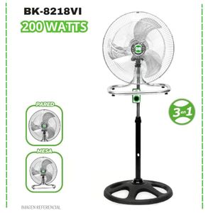 Ventilador Bossko 3 Aspas 3 en 1 De 18″ 200 Watts BK-8218VI – PLATEADO X2 UNIDADES