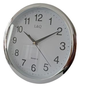 Reloj de Pared Redondo Plateado Analogico 30cm Diametro