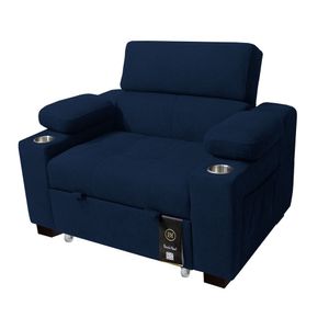 Sofá Cama Baraka Home Baltimore con Porta Vasos y Bolsillos Laterales 1 plz  Azul Marino