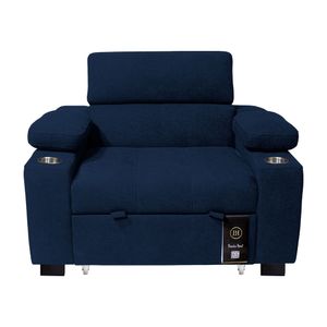 Sofá Cama Baraka Home Baltimore con Porta Vasos y Bolsillos Laterales 1 plz  Azul Marino