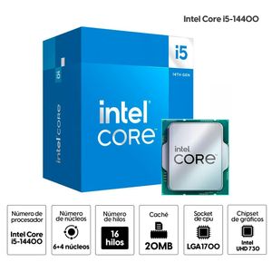 Procesador Intel Core i5-14400 6+4-Cores, 4.7 GHz, LGA1700