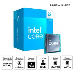 Procesador Intel Core i3-14100 4-Cores, 4.7 GHz, LGA1700